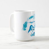 Mug Lapin de Pâques heureux  Kawaii bleu mignon (Devant gauche)
