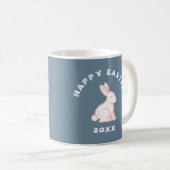 Mug Lapin de Pâques Joyeuses Bunny Slate Bleu Blanc Ro (Devant droit)