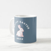 Mug Lapin de Pâques Joyeuses Bunny Slate Bleu Blanc Ro (Devant gauche)