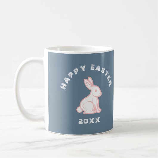 Mug Lapin de Pâques Joyeuses Bunny Slate Bleu Blanc Ro (Gauche)