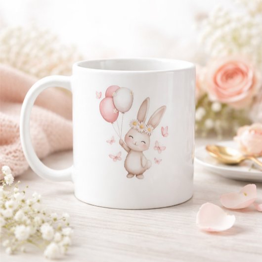 Mug Lapin de Pâques Mignon avec Ballons Pastel