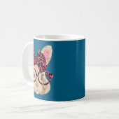 Mug Lapin de Pâques mignon en patchwork avec lunettes (Devant gauche)