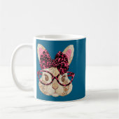 Mug Lapin de Pâques mignon en patchwork avec lunettes (Gauche)