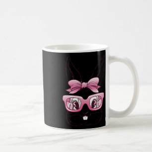 Mug Lapin de Pâques Mignon Visage Lunettes Roses Nœud 