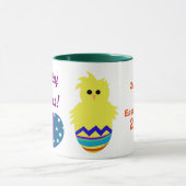 Mug Lapin de Pâques Poussin Jaune Œufs Nom (Centre)