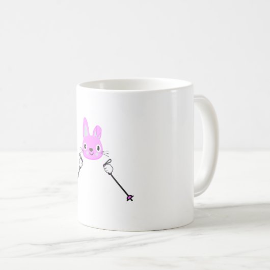 Mug Lapin de ski avec bâtons de ski (Devant droit)