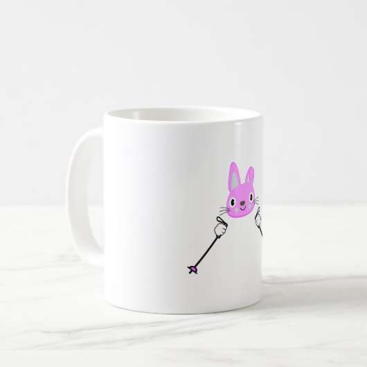 Mug Lapin de ski avec bâtons de ski (Devant gauche)
