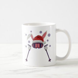 Mug Lapin de ski en faux fil avec chapeau de Père Noël