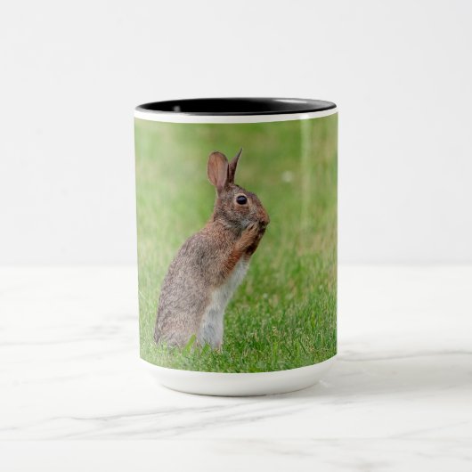 Mug Lapin debout dans l'herbe et l'air timide (Centre)