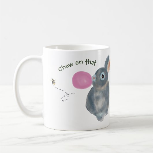Mug lapin drôle - Aquarelle illustration lapin (Gauche)