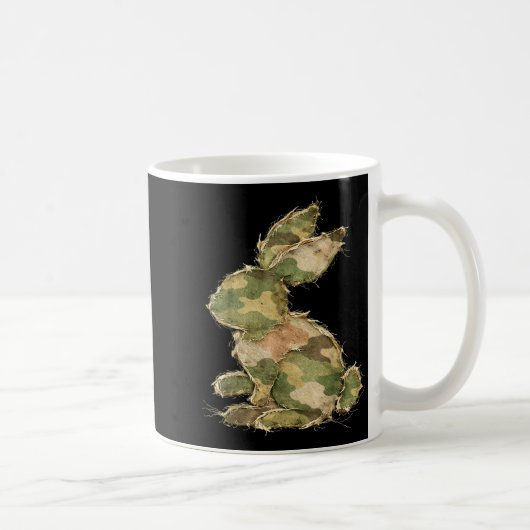 Mug Lapin drôle au crochet patchwork camo lapin heureu (Droite)