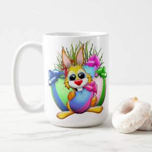 Mug Lapin drôle mordant un œuf de Pâques