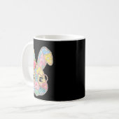 Mug Lapin drôle visage lunettes patchwork floral lapin (Devant gauche)