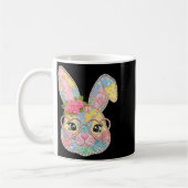 Mug Lapin drôle visage lunettes patchwork floral lapin (Gauche)