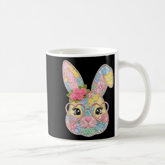 Mug Lapin drôle visage lunettes patchwork floral lapin (Droite)
