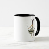Mug Lapin en robe blanche noire (Devant droit)