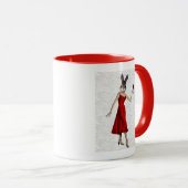 Mug Lapin en robe rouge 2 (Devant droit)
