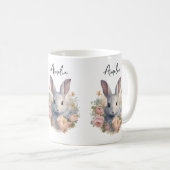 Mug Lapin entouré de fleurs pastel Mignon (Devant droit)