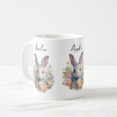 Mug Lapin entouré de fleurs pastel Mignon (Devant gauche)