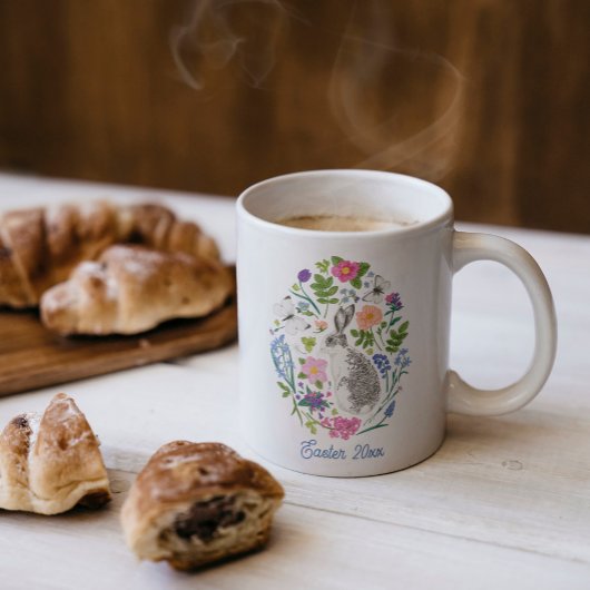 Mug Lapin et fleurs de Pâques personnalisés