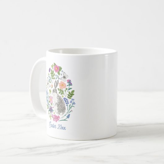 Mug Lapin et fleurs de Pâques personnalisés (Devant gauche)