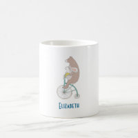 Lapin et ours en Whimsical Riding a Bike Together