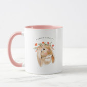 Mug Lapin floral aquarelle | Monogramme du nom (Gauche)