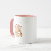 Mug Lapin floral aquarelle | Monogramme du nom (Devant gauche)