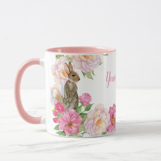 Mug Lapin floral rose  (Gauche)