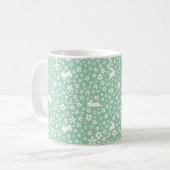 Mug Lapin Floral Vert Menthe de Printemps (Devant gauche)