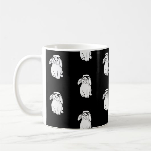 Mug Lapin Hipster Lapin Drôle Avec Lunettes Mignon Ani (Gauche)