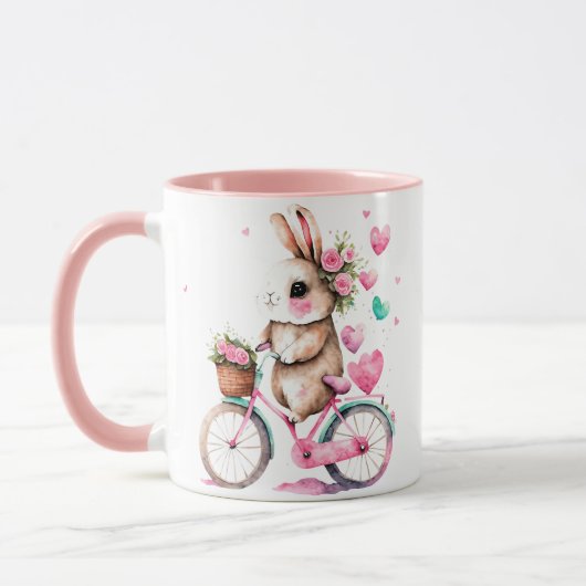 Mug Lapin joyeux et romantique lapin sur vélo (Gauche)
