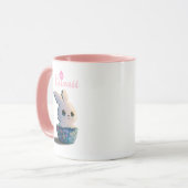 Mug lapin kawaii dans un bol décoré de fleurs (Devant gauche)
