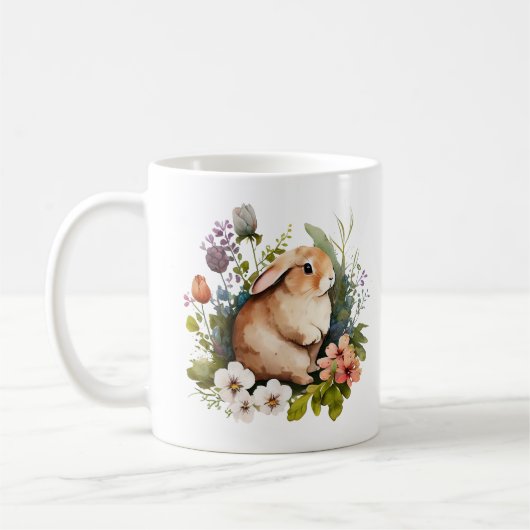 Mug Lapin lapin bébé dans la couronne de fleurs (Gauche)