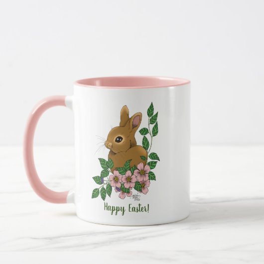 Mug Lapin Lapin Fleurs Roses (Gauche)