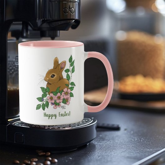 Mug Lapin Lapin Fleurs Roses