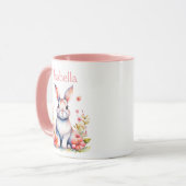 Mug Lapin lapin personnalisé en Fleurs roses (Devant gauche)