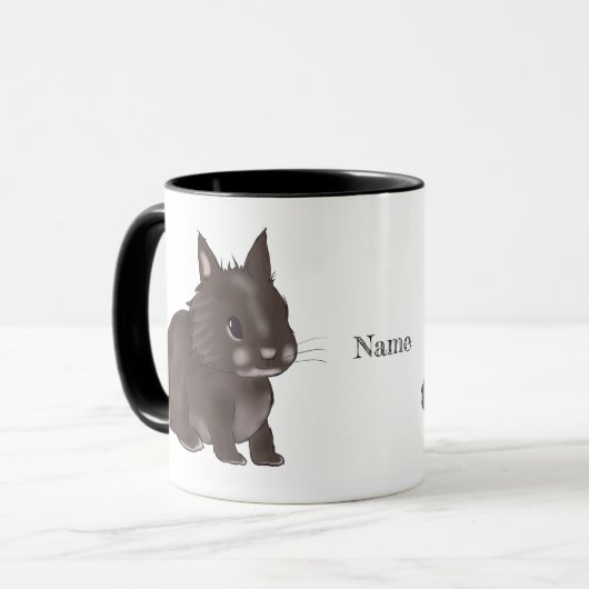 Mug lapin lionhead brun foncé (Devant gauche)