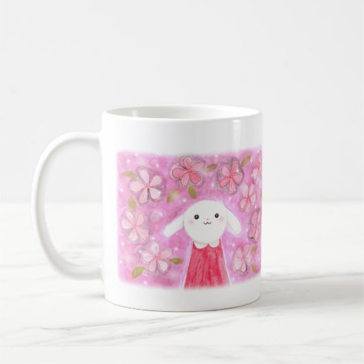 Mug Lapin mignon avec Fleurs Joli lapin fleuri (Gauche)