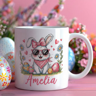 Mug Lapin Mignon avec Lunettes de Soleil Cadeau de Pâq