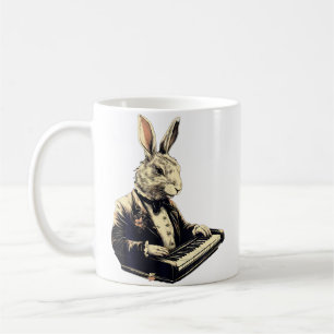 Mug Lapin Mignon Bunny Jouant au Piano Lapins Musicien