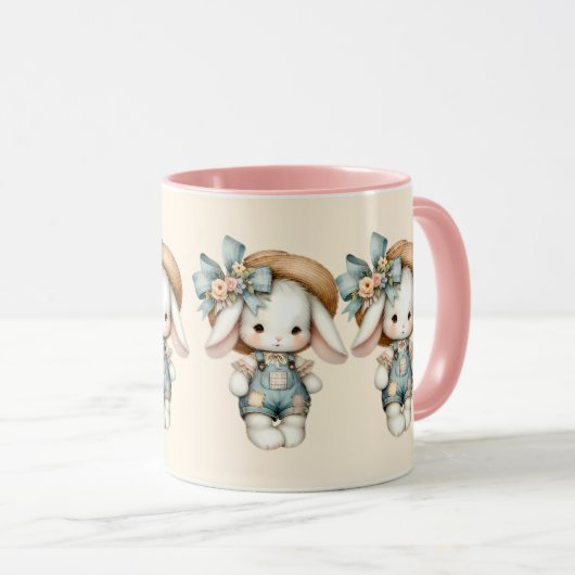 Mug Lapin mignon dans les couloirs avec Casquette pail (Devant droit)