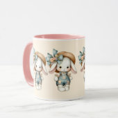 Mug Lapin mignon dans les couloirs avec Casquette pail (Devant gauche)