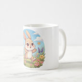 Mug Lapin mignon sautant dans un champ de fleurs (Devant droit)