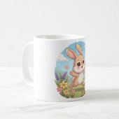 Mug Lapin mignon sautant dans un champ de fleurs (Devant gauche)