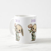 Mug Lapin mignon tenant une tulipe (Devant gauche)
