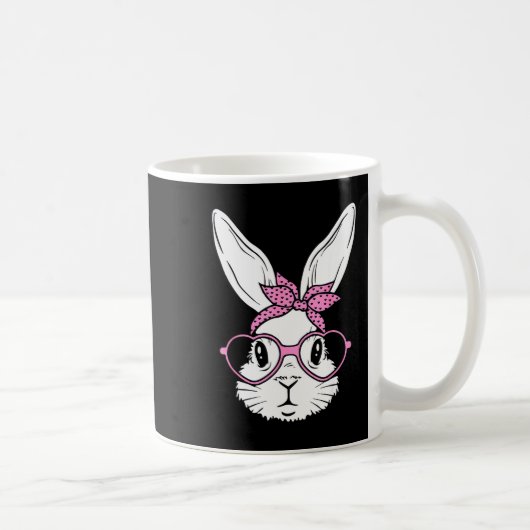 Mug Lapin mignon visage de lapin avec lunettes de coeu (Droite)