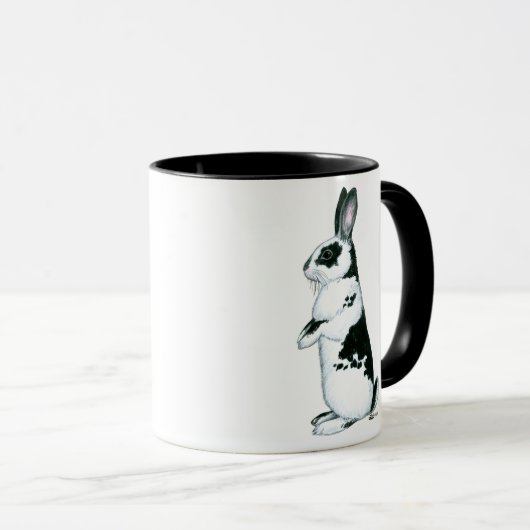 Mug Lapin : Noir et blanc (Devant droit)