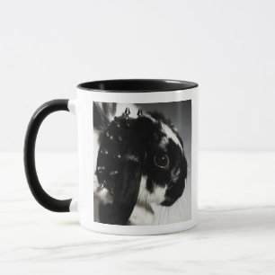 Mug Lapin noir et blanc avec le collier clouté