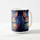 Mug Lapin spirales et cœurs Bleu (Devant droit)